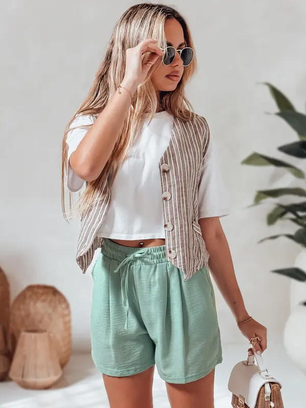 DStreet Ženske zelene kratke hlače RELAX TIME