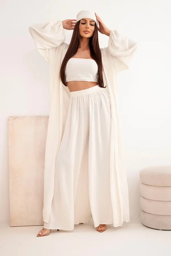 Kesi Włoski Ženski 4-delni komplet iz viskoze Kesi v svetlo bež barvi