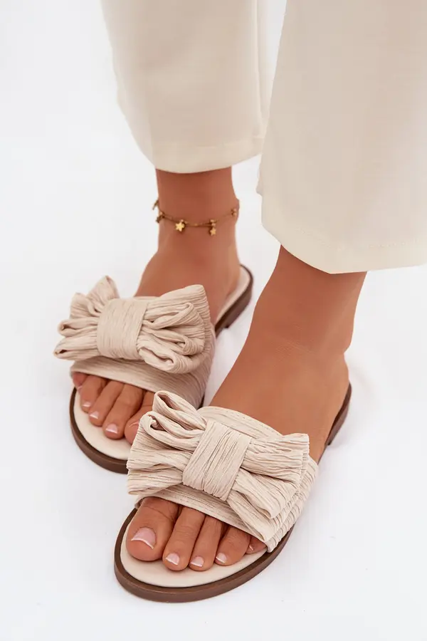 Boto Ženski bež copati z pentljo Amivelle