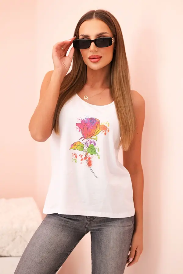 Kesi Ženski bombažni top Kesi s cvetličnim potiskom