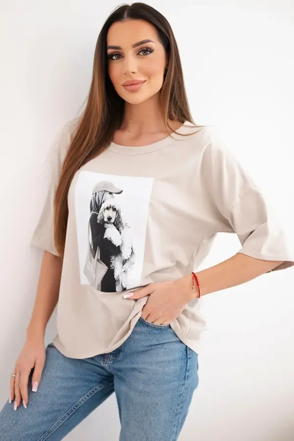 Kesi Włoski Ženski bombažni top Kesi z velikimi rokavi