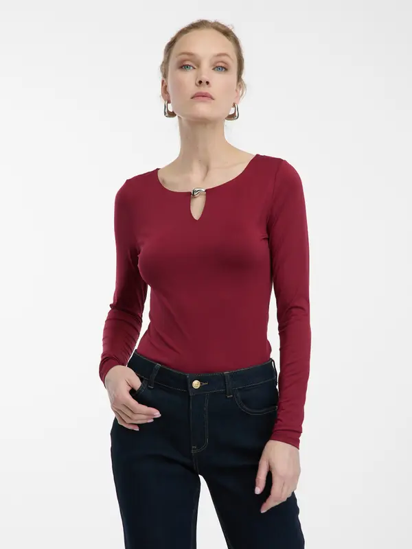 Orsay Ženski bordo top z dolgimi rokavi