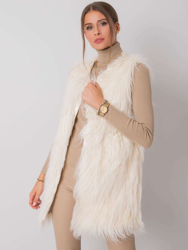 Fashionhunters Ženski brezrokavnik Fashionhunters Ecru