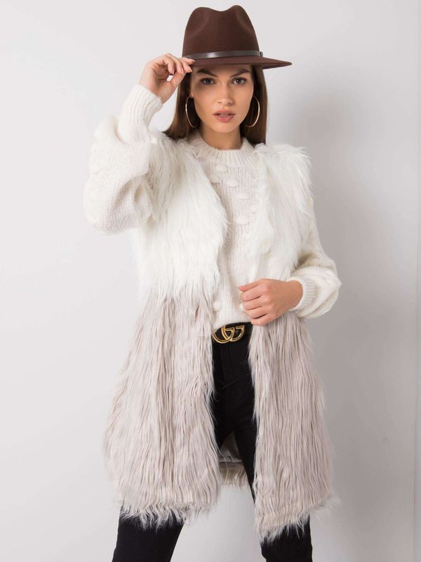 Fashionhunters Ženski brezrokavnik Fashionhunters Ecru