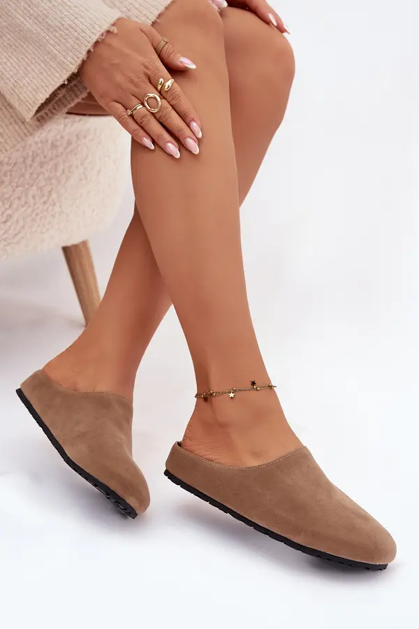 Boto Ženski copati iz eko semiša Khaki Kalvess