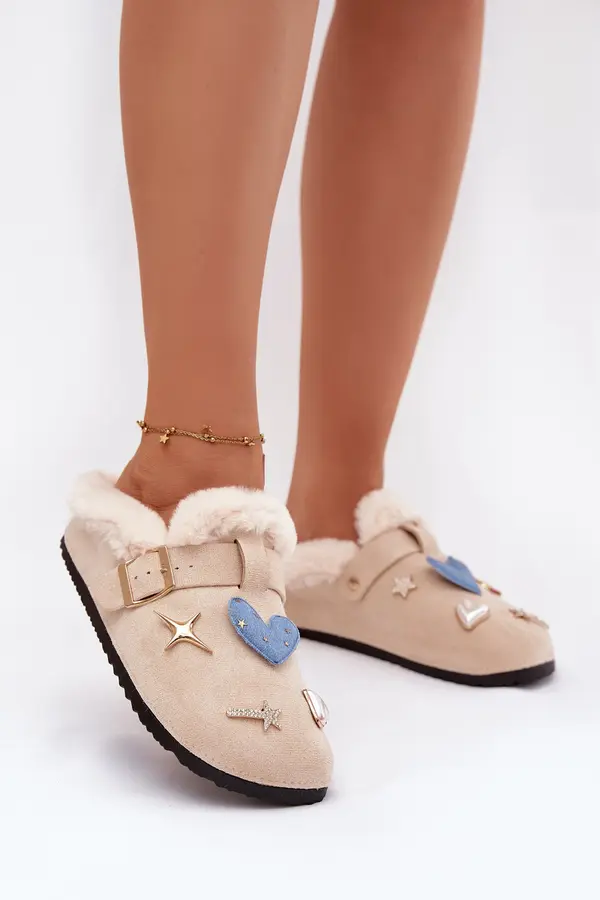 Boto Ženski copati iz eko semiša s krznom