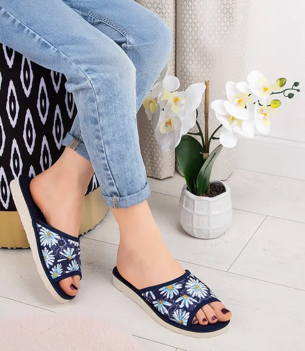 Natural Style Ženski copati Natural Style NS-018 modri cvetovi