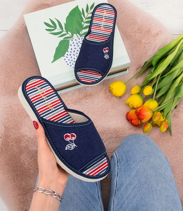 Natural Style Ženski copati Natural Style NS-094, temno modri črti