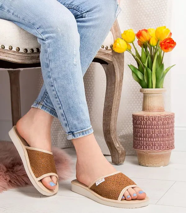 Natural Style Ženski copati Natural Style NS-116 rjavo-bež
