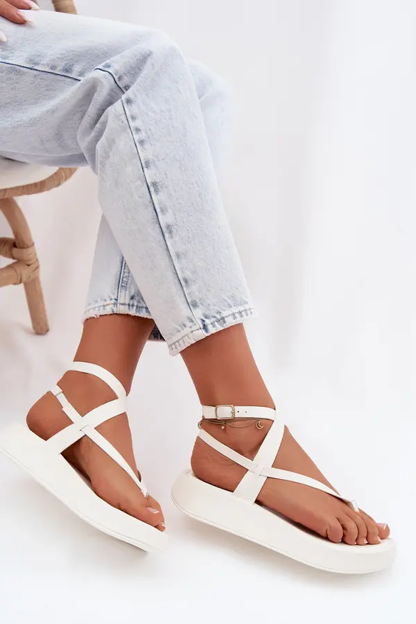 Boto Ženski copati s platformo Boto Gelira bele barve