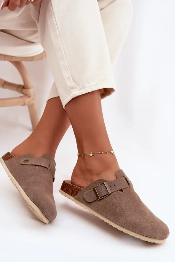 VINCEZA Ženski copati Vinceza iz naravnega semiša