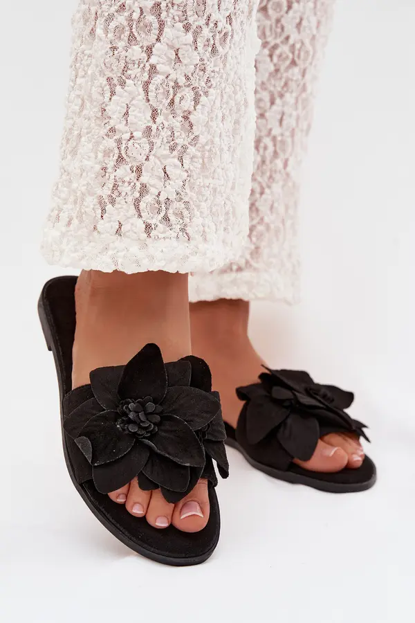 Boto Ženski črni cvetlični copati Elzoria