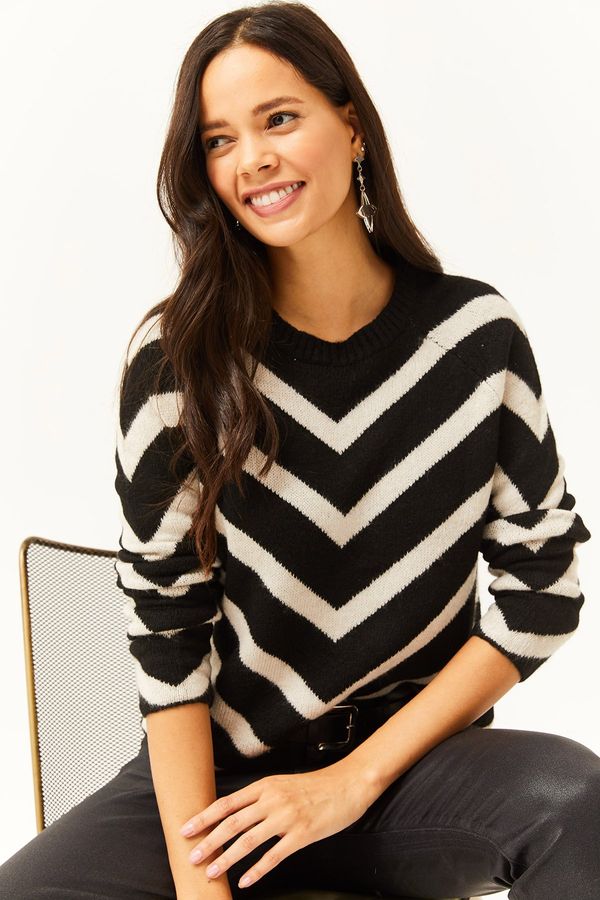 Olalook Ženski črni mehki teksturirani pulover za pletenine Olalook