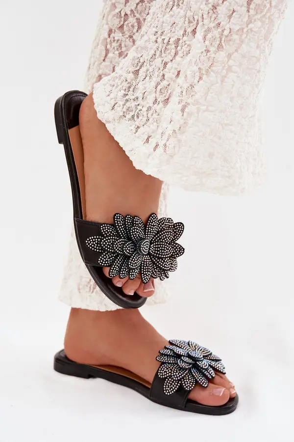 Boto Ženski črni okrašeni copati Boto Grelora