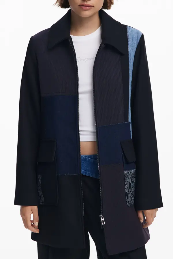 DESIGUAL Ženski črni plašč Desigual