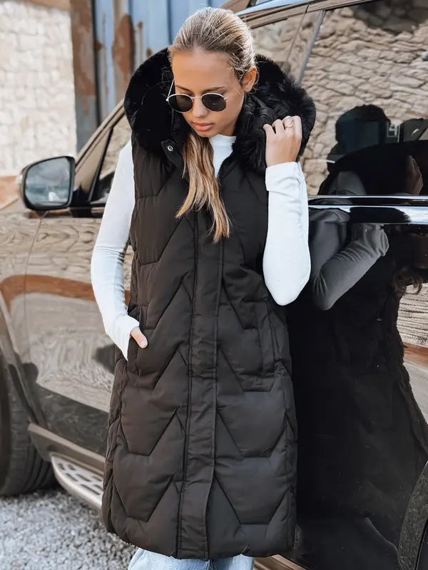 DStreet Ženski črni prešit brezrokavnik