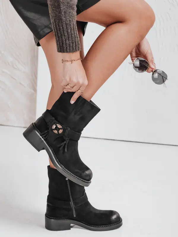 DStreet Ženski črni semiš gležnjarji