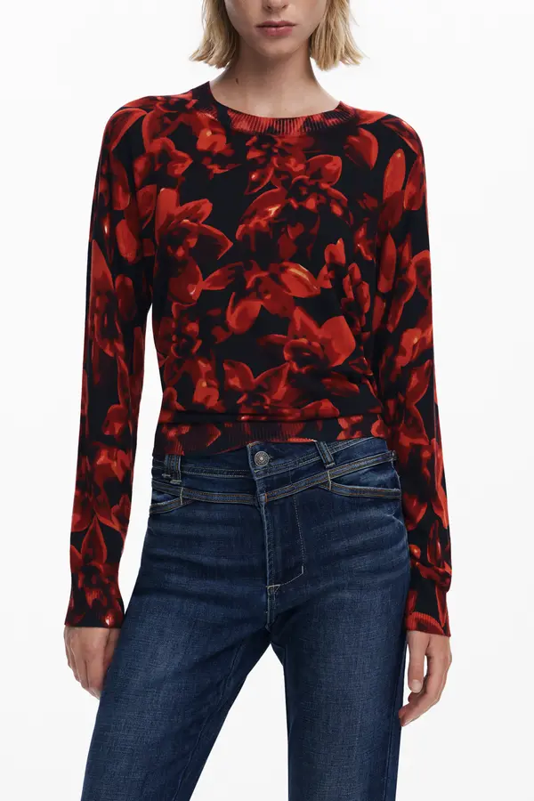 DESIGUAL Ženski črni vzorčasti pulover Desigual