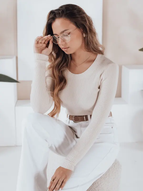 DStreet Ženski črtast pulover NOLVIE ecru