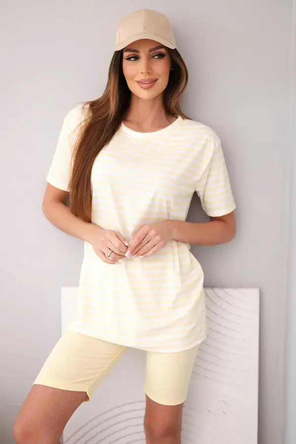 Kesi Włoski Ženski črtasti komplet s kratkimi rokavi Kesi