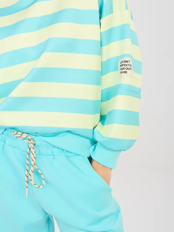 Italy Moda Ženski črtasti komplet v mint barvi