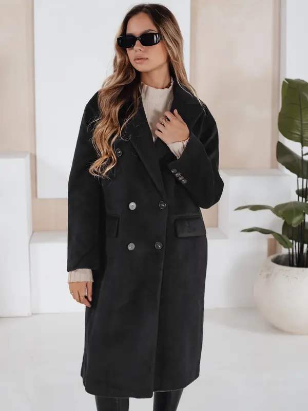 DStreet Ženski dolg črn oversized plašč