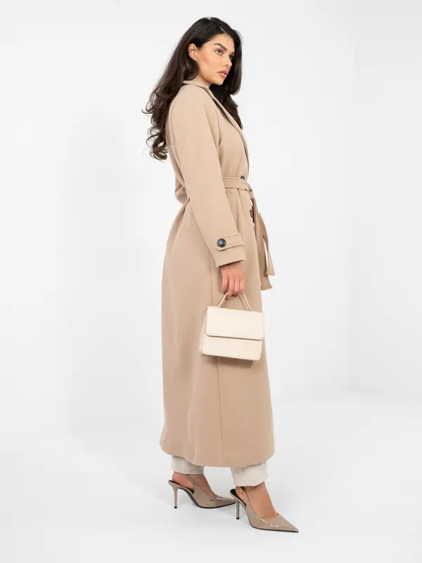 Factory Price Ženski dolg plašč, temno bež