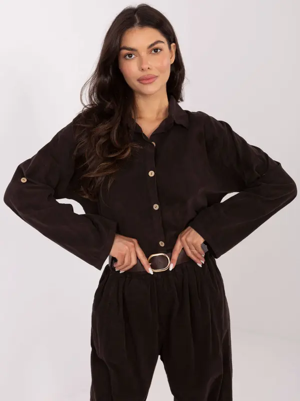 Italy Moda Ženski dolgi kombinezon v temno rjavi barvi