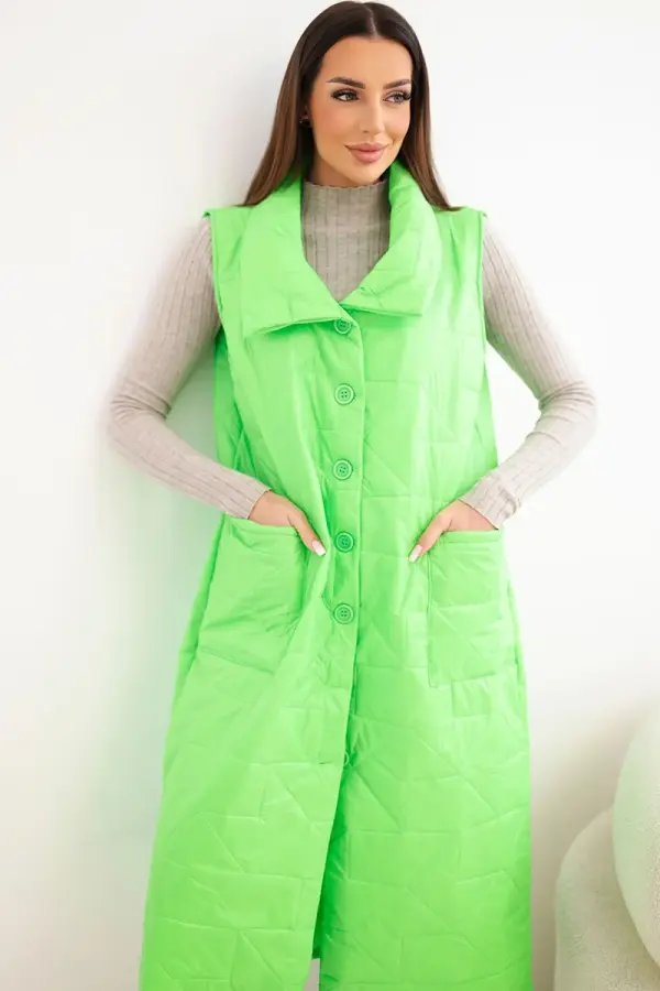 Kesi Włoski Ženski dolgi prešit brezrokavnik Kesi, neon