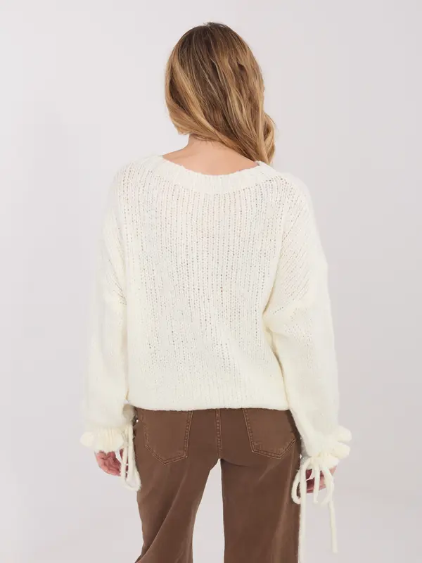 Italy Moda Ženski ecru pulover z vezalkami