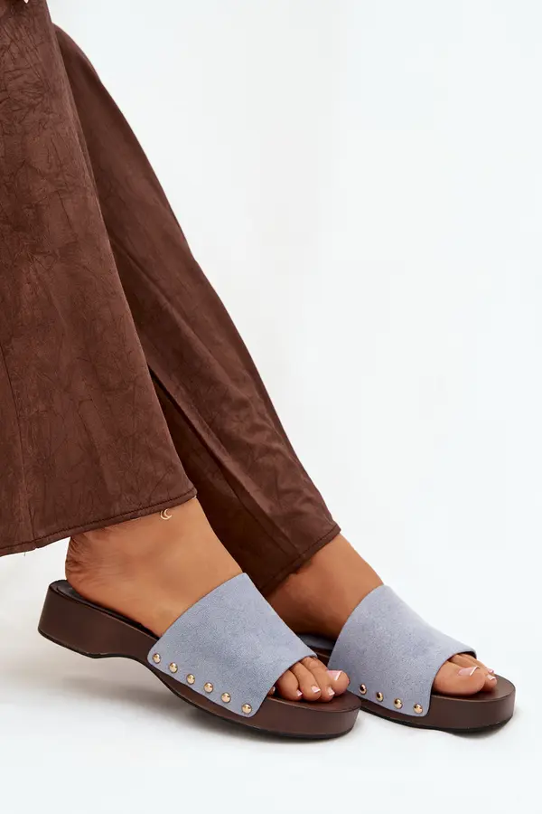 Boto Ženski japonki z zlatimi čepki, modri, Ferinna