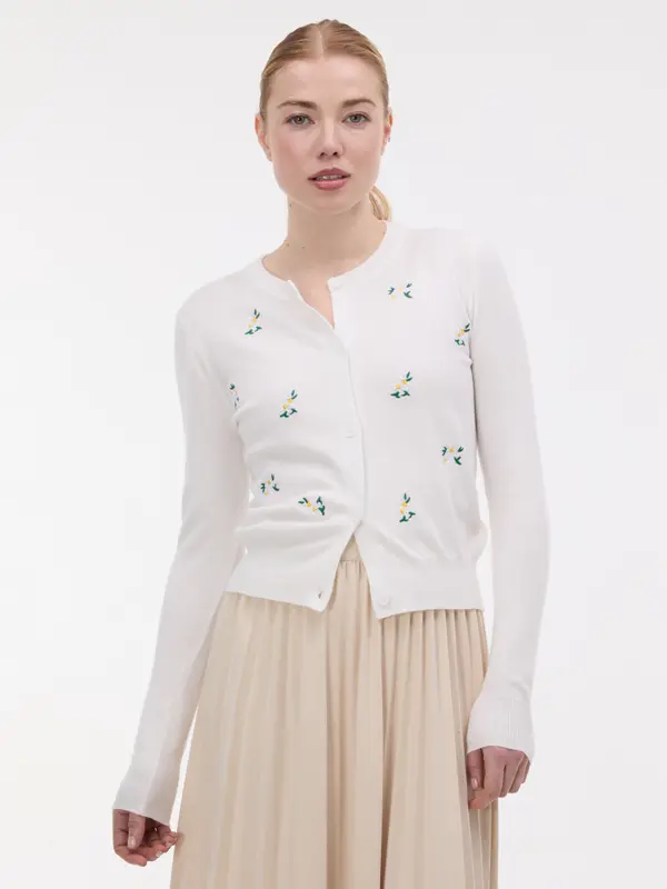 Orsay Ženski kardigan kremne barve z vezenjem ORSAY