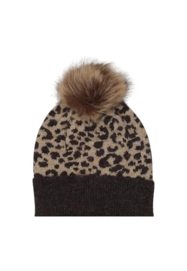 Pieces Ženski klobuk z leopardjim vzorcem