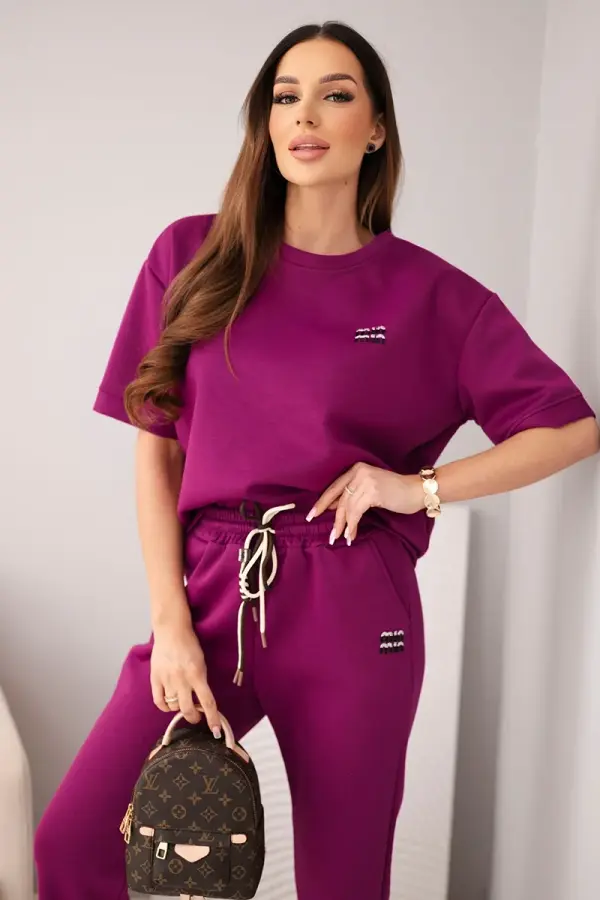 Kesi Włoski Ženski komplet iz viskoze Kesi v temno vijolični barvi