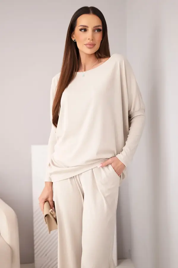 Kesi Włoski Ženski komplet iz viskoze z ohlapno bluzo in hlačami