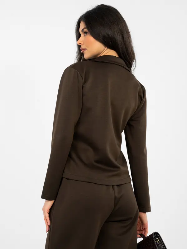 Italy Moda Ženski komplet jakne in hlač temno rjave barve