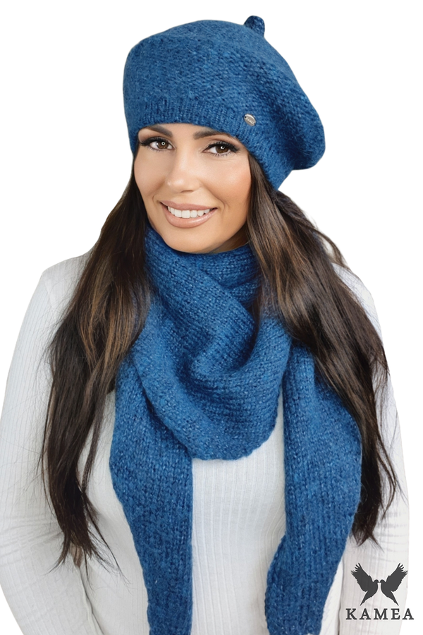 Kamea Ženski komplet Kamea Kamea_Set_Beret&Scarf_K.22.210.12_Navy_Blue