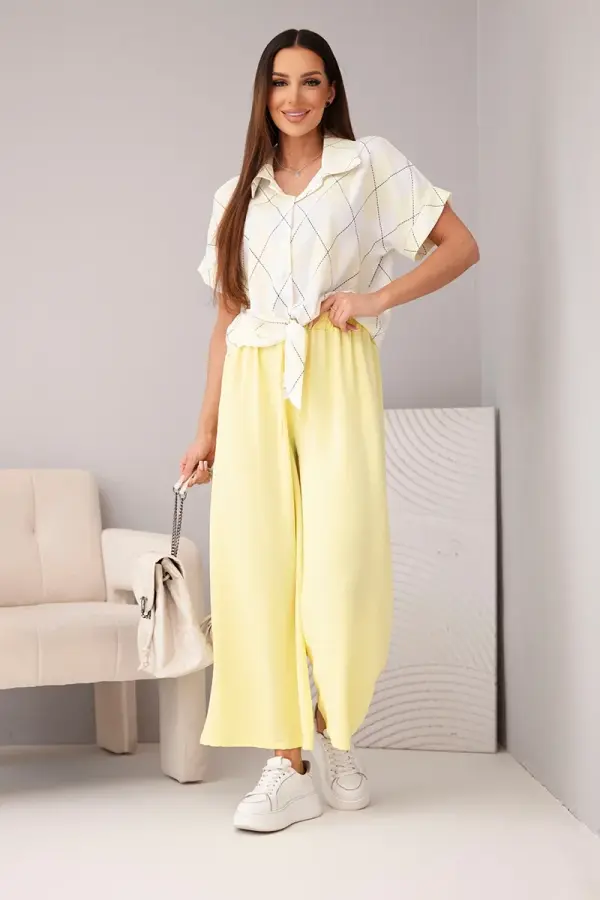 Kesi Włoski Ženski komplet s srajco in hlačami iz viskoze