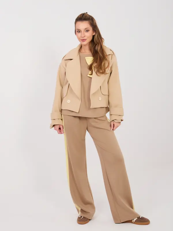 RUE PARIS Ženski komplet v temno bež barvi