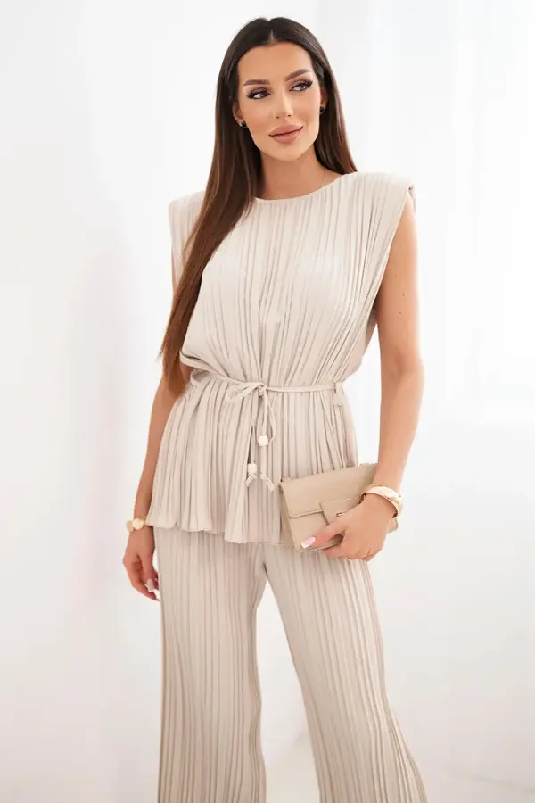 Kesi Włoski Ženski komplet z bluzo in širokimi hlačami