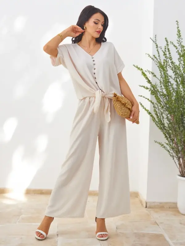 Resti Ženski komplet z bluzo in širokimi hlačami