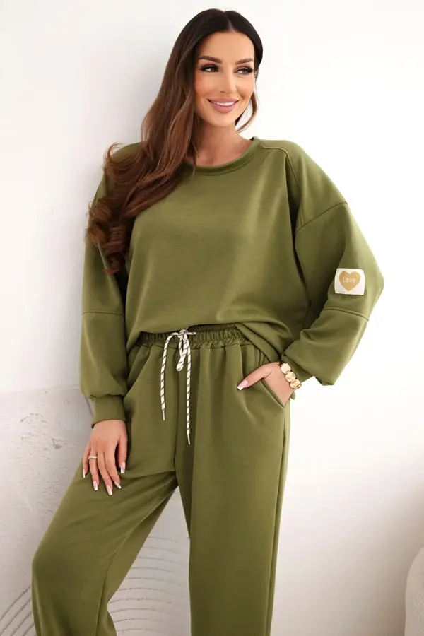 Kesi Włoski Ženski komplet z napisom LOVE, olivno rdeč