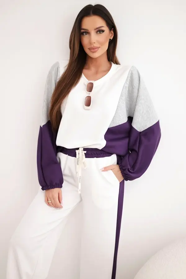 Kesi Włoski Ženski komplet z ohlapnim puloverjem in širokimi hlačami