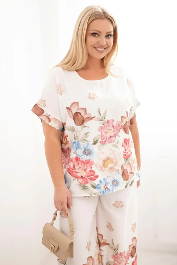 Kesi Włoski Ženski komplet za večje velikosti Kesi z geometrijskim vzorcem v barvi fuksije