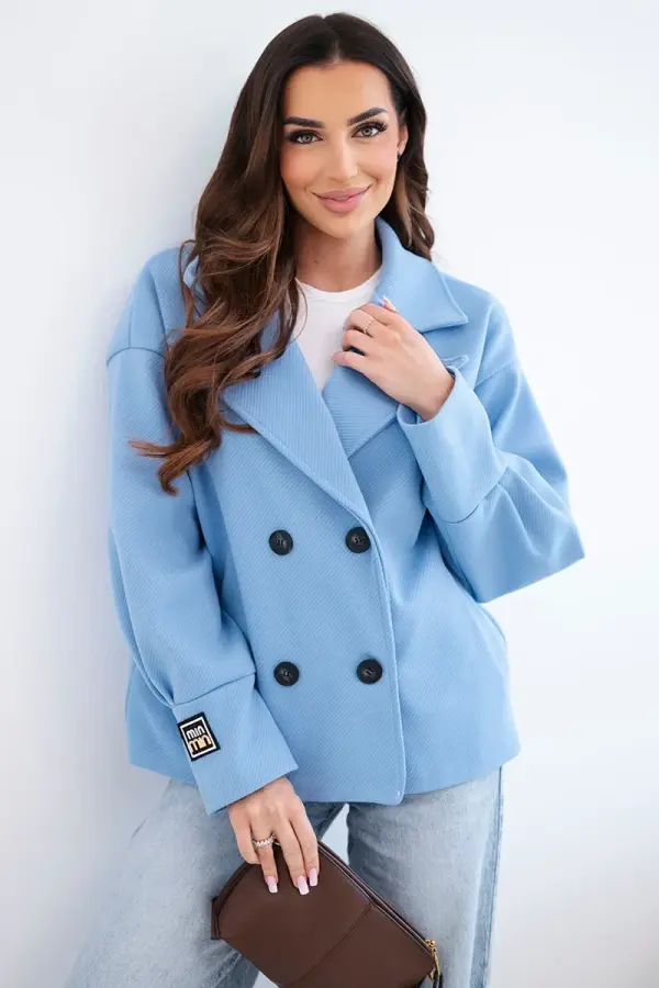 Kesi Włoski Ženski kratki dvoredni plašč z ovratnikom