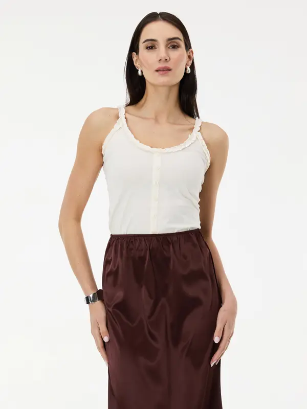 Orsay Ženski kremni top brez rokavov ORSAY