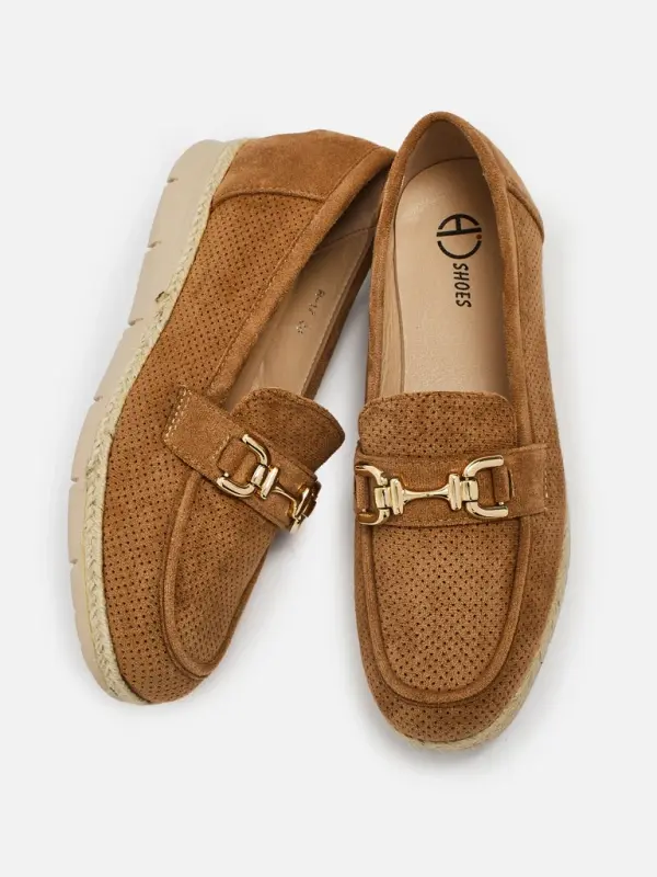 Resti Ženski mokasini iz eko semiša Charlis CAMEL