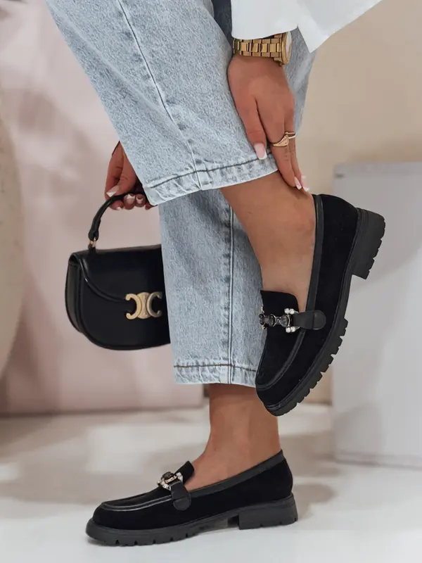 DStreet Ženski mokasini LOFINKA črne barve