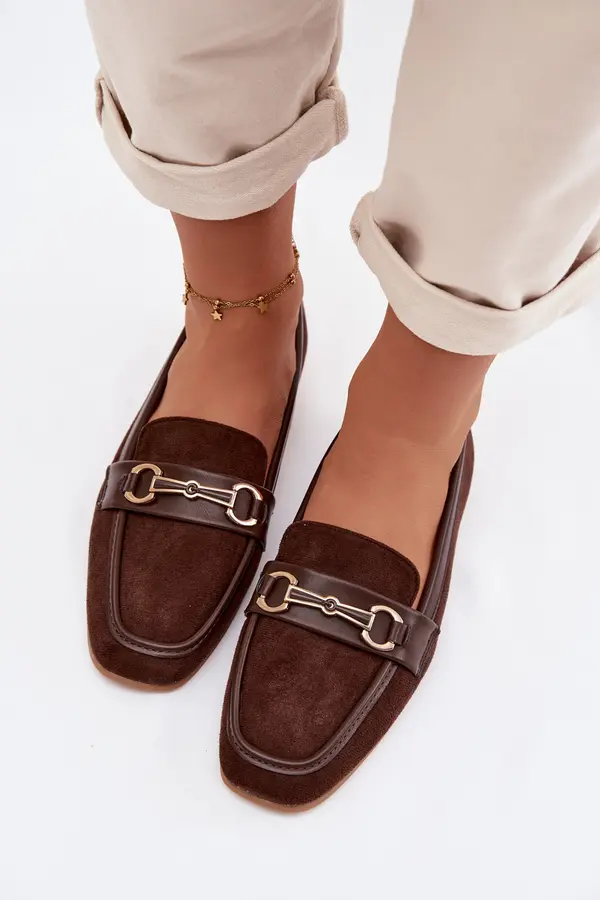 Boto Ženski mokasini z okrasjem, rjavi