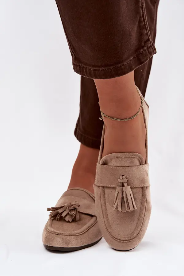 Boto Ženski mokasini z resicami bež barve